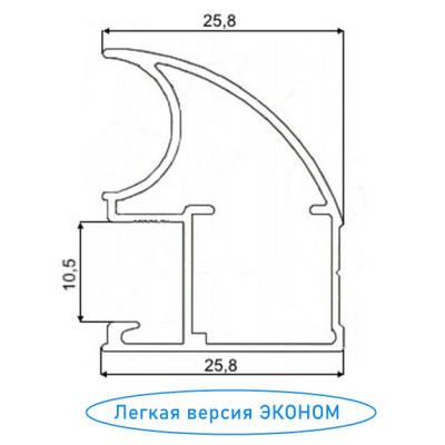 Открытая ручка ЭКО для шкафов-купе С-образная Серебро (5.4 метров)