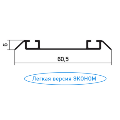 Нижняя направляющая двойная ЭКО для шкафов-купе Серебро (6 метров)